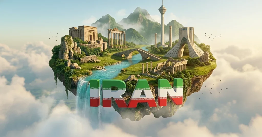 پوستر مفهومی و سورئال با کیفیت بسیار بالا، با پرچم ایران
