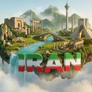 پوستر مفهومی و سورئال با کیفیت بسیار بالا، با پرچم ایران